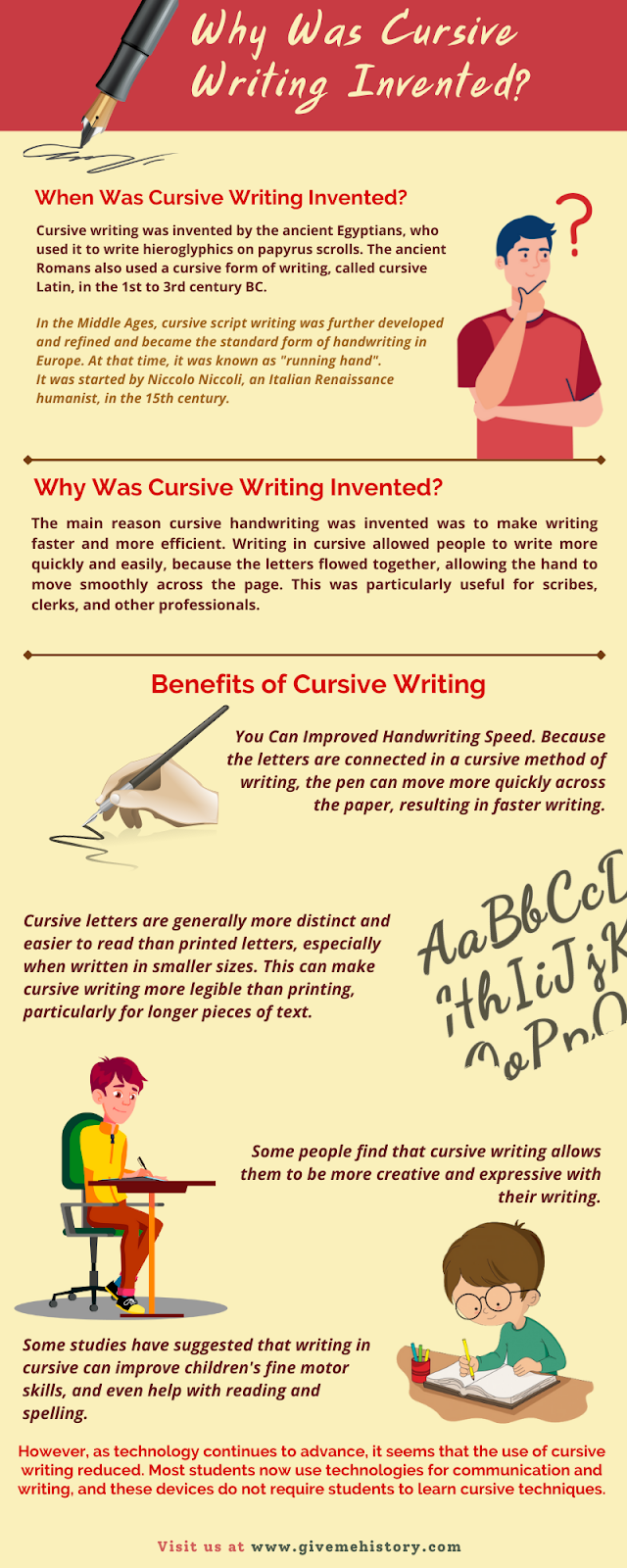 Waarom werd cursief schrijven uitgevonden?